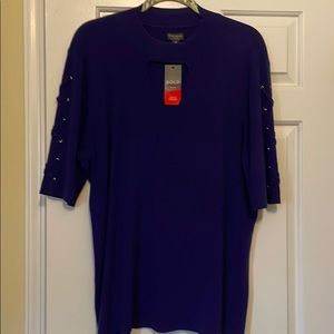 Purple elbow length sweater